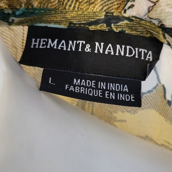 Hemant & Nandita Keystone Silk Blouse Sheer Floral Print Feminine Peplum(L) - Picture 12 of 14